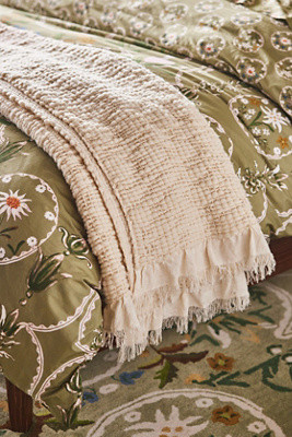 Gauze Fringe Woven Throw Blanket | Anthropologie (US)