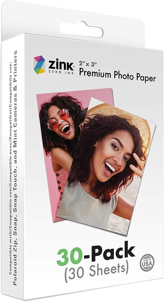 Zink 2"x3" Premium Instant Photo Paper (30 Pack) Compatible with Polaroid Snap, Snap Touch, Zip a... | Amazon (US)