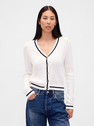100% Cotton Cable-Knit Cardigan | Gap (US)