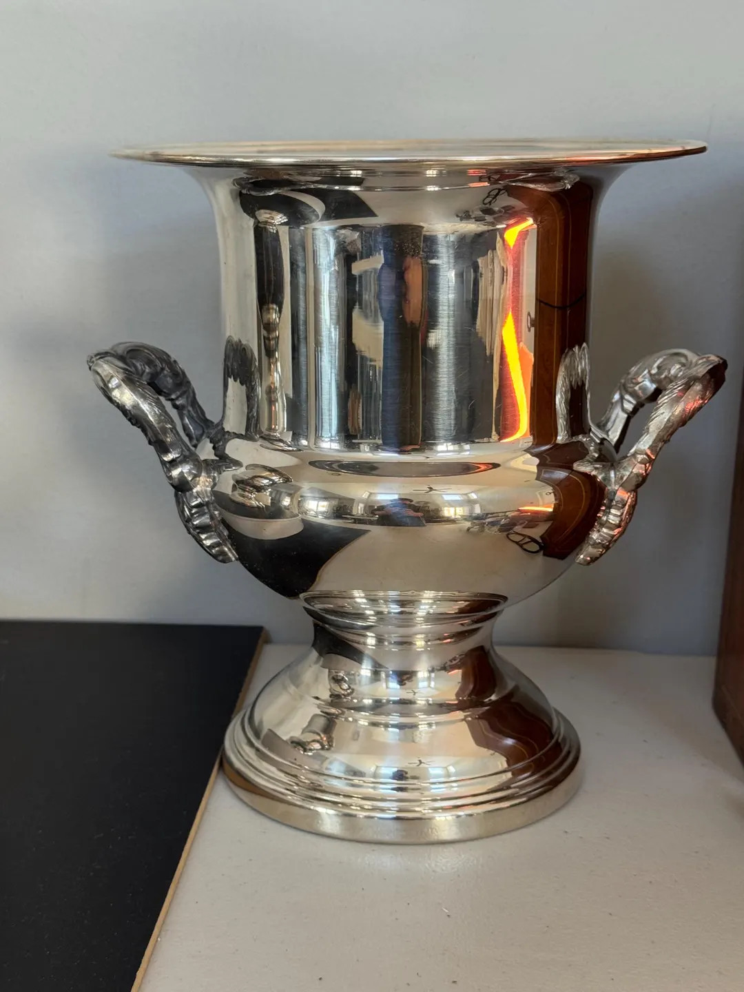 Trophy shaped silver plated ice bucket wine chiller 10"x9"x9" | Etsy (US)