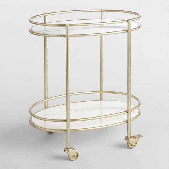 Champagne Gold And Marble 2 Tier Bar Cart | World Market