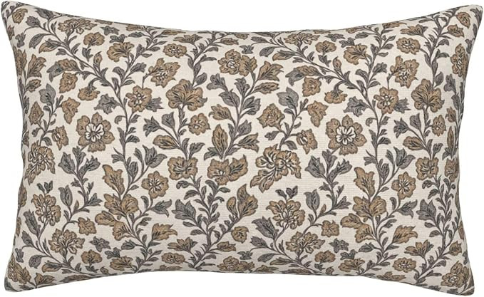 Beige and Brown Floral Pattern Throw Pillow Covers 14"X20" Pillowcase Lumbar Decorative Cushion C... | Amazon (US)