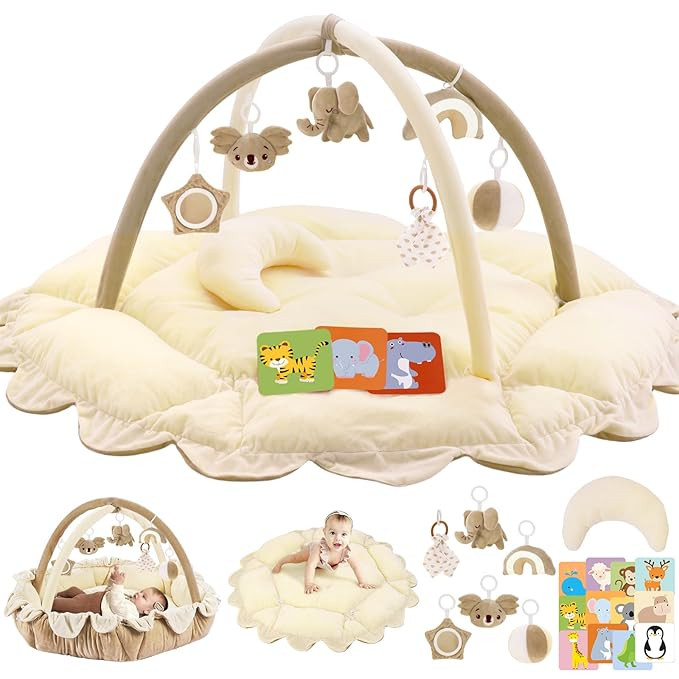 5-in-1 Plush Baby Play Gym, Tummy time mat, Play Mat, Baby Gym, Activity Mat with Convertible Gym... | Amazon (US)