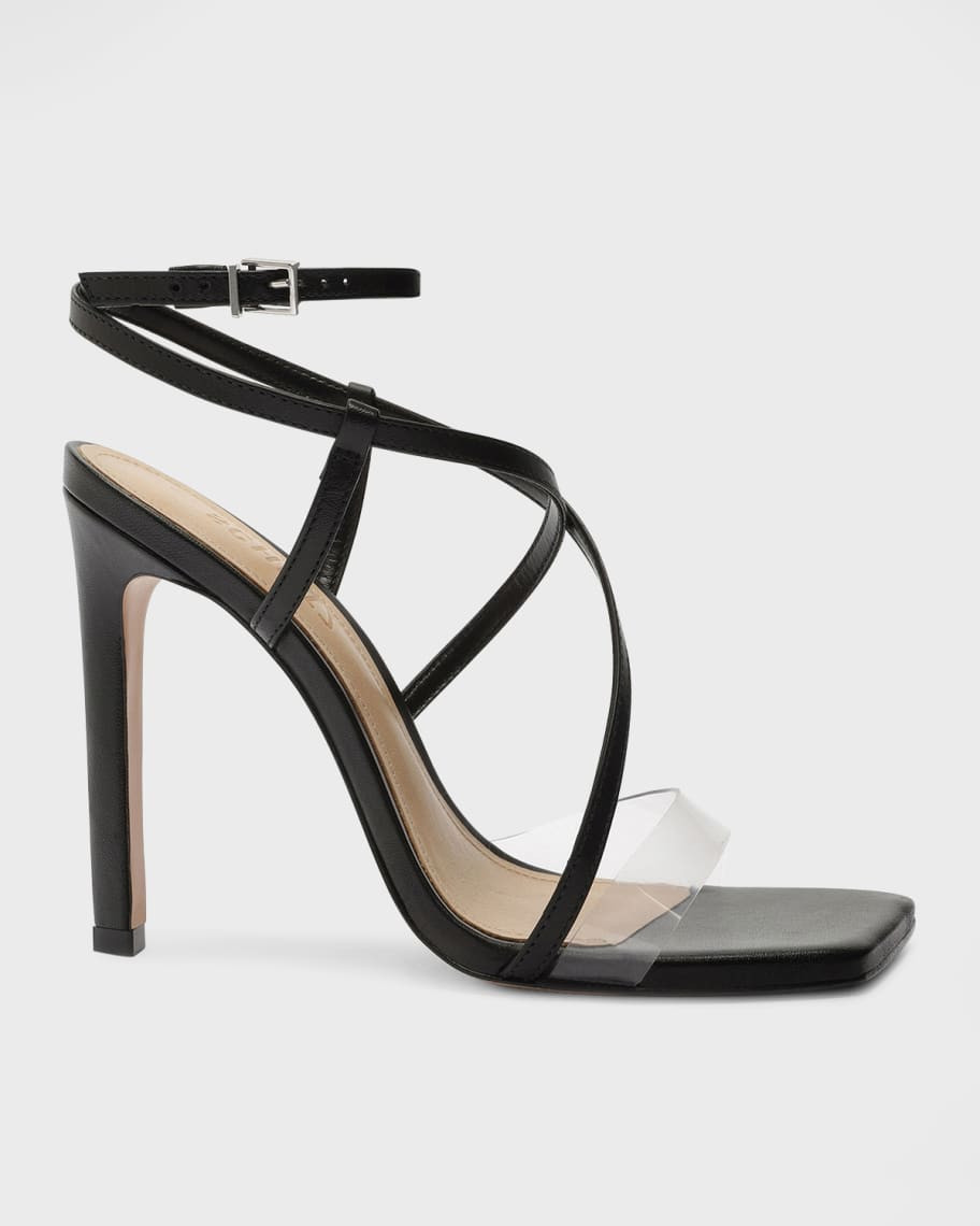 Schutz Aisha Metallic Ankle-Strap Sandals | Neiman Marcus
