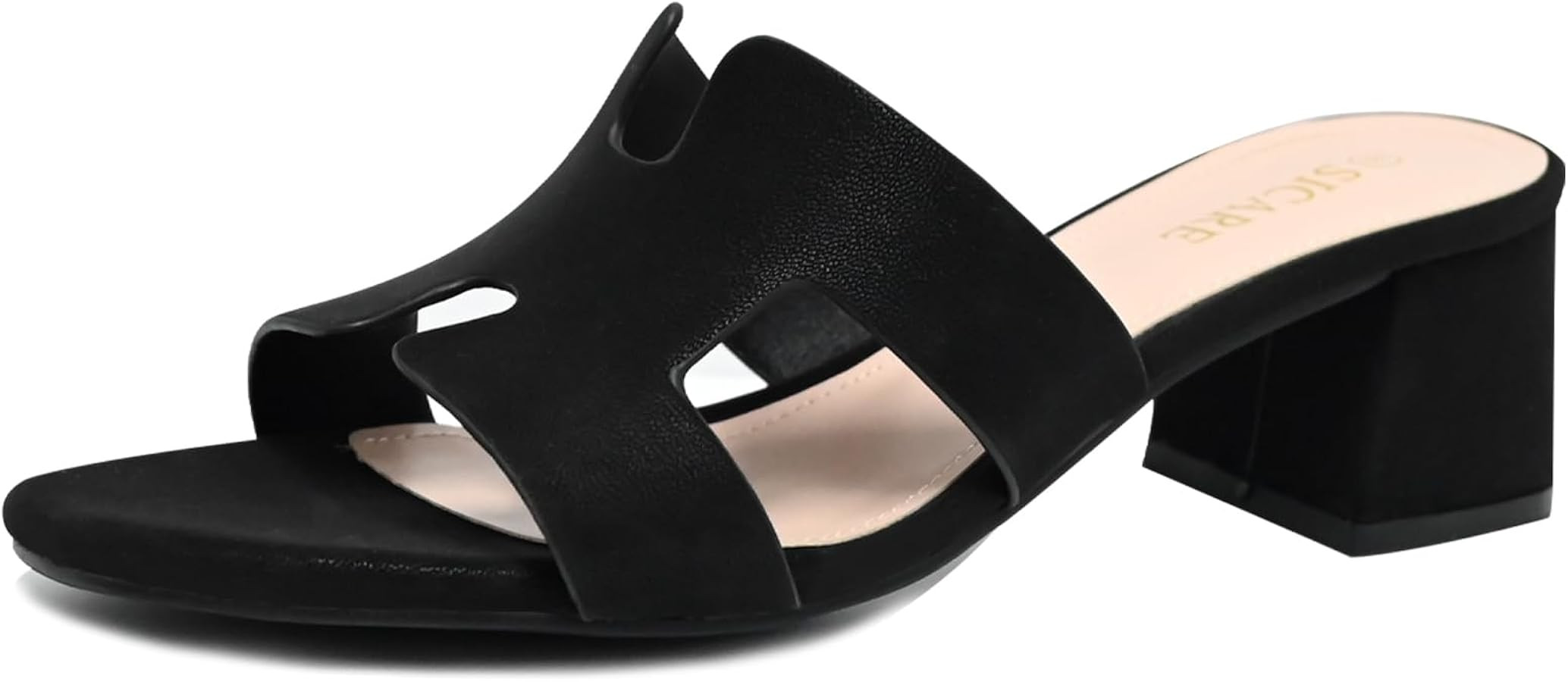 Square Open Toe Strappy Heels Sandals Low Block Chunky Heeled Sandals Slip On Slide Mules Sandals... | Amazon (US)