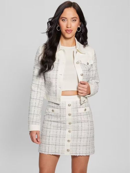Spring date night outfit, white tweed skirt white tweed jacket set, spring tweed outfits, tweed sets, classy outfits 

#LTKparties #LTKSeasonal