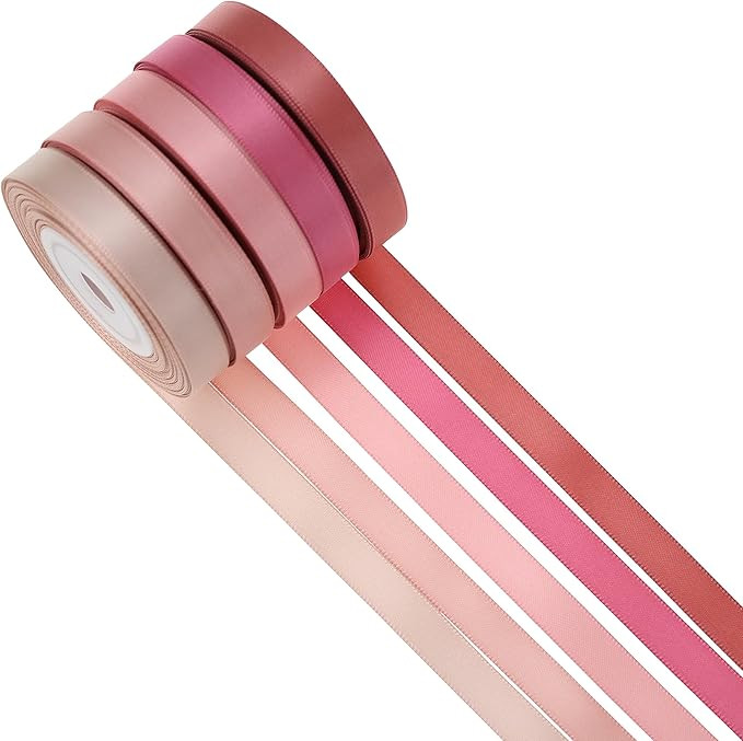 Mayreel Rose Gold Ribbon 3/8" Thin Dusty Pink Satin Ribbon for Christmas Tree Decorations Mauve R... | Amazon (US)