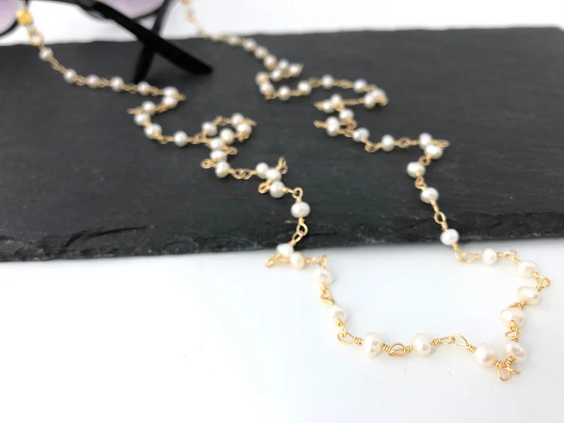 Freshwater Pearl Glasses Chain, Gold Eyeglass Chain, Sunglass Chain, Eyeglass Holder, Handmade Re... | Etsy (US)