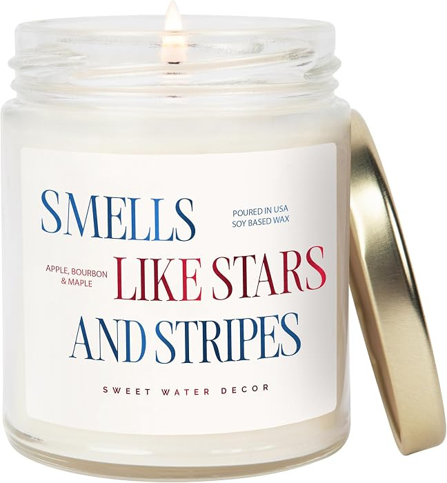 Sweet Water Decor Patriotic Candle, Smells Like Stars and Stripes, 4th of July Decoration, Apple ... | Amazon (US)