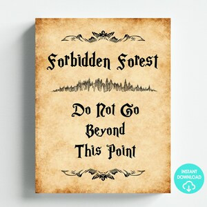 Wizard Theme Forbidden Forest Do Not Go Beyond This Point Sign Digital Download Letter Size 8.5x1... | Etsy (US)