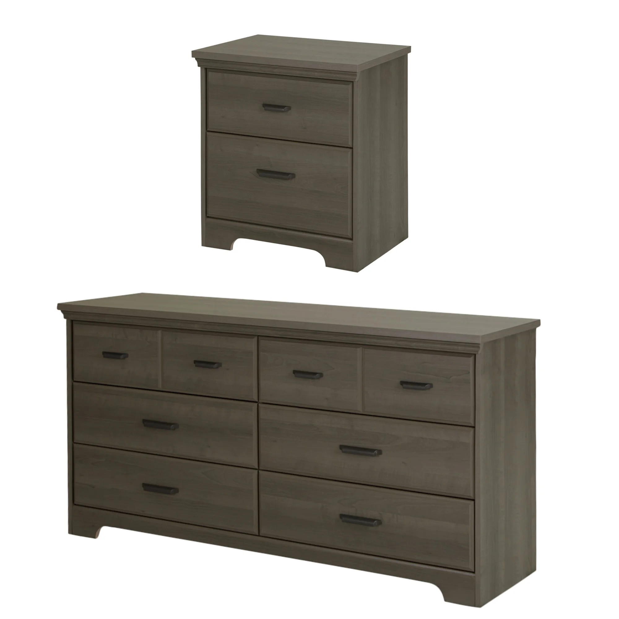 South Shore Versa 6-Drawer Double Dresser and 2-Drawer Nightstand, Gray | Walmart (US)
