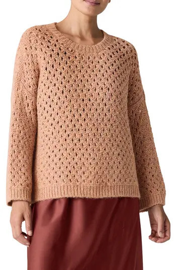 Eileen Fisher Open Stitch Alpaca Crewneck Sweater in Opal at Nordstrom Rack, Size Large | Nordstrom Rack