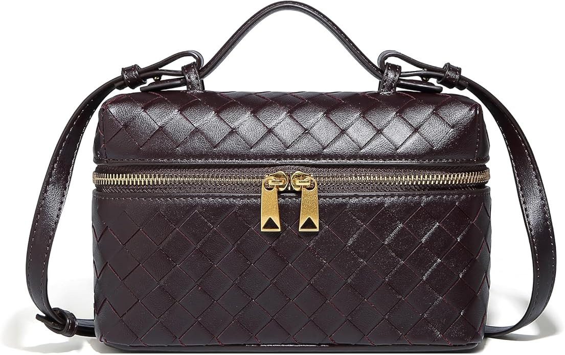 Trendy Woven Crossbody Purse Bag for Women Cute Shoulder Bag Square Box Bags Mini PU Leather Top ... | Amazon (US)