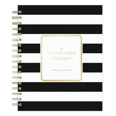 2022-23 Academic Planner Daily/Monthly Frosted 8"x10" Black Rugby Stripe - Day Designer | Target