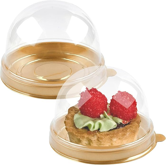 TOFLEN 100Pcs Mini Cake Containers with Clear Dome Lids for Mini Desserts Cupcake, Cheesecake, Co... | Amazon (US)