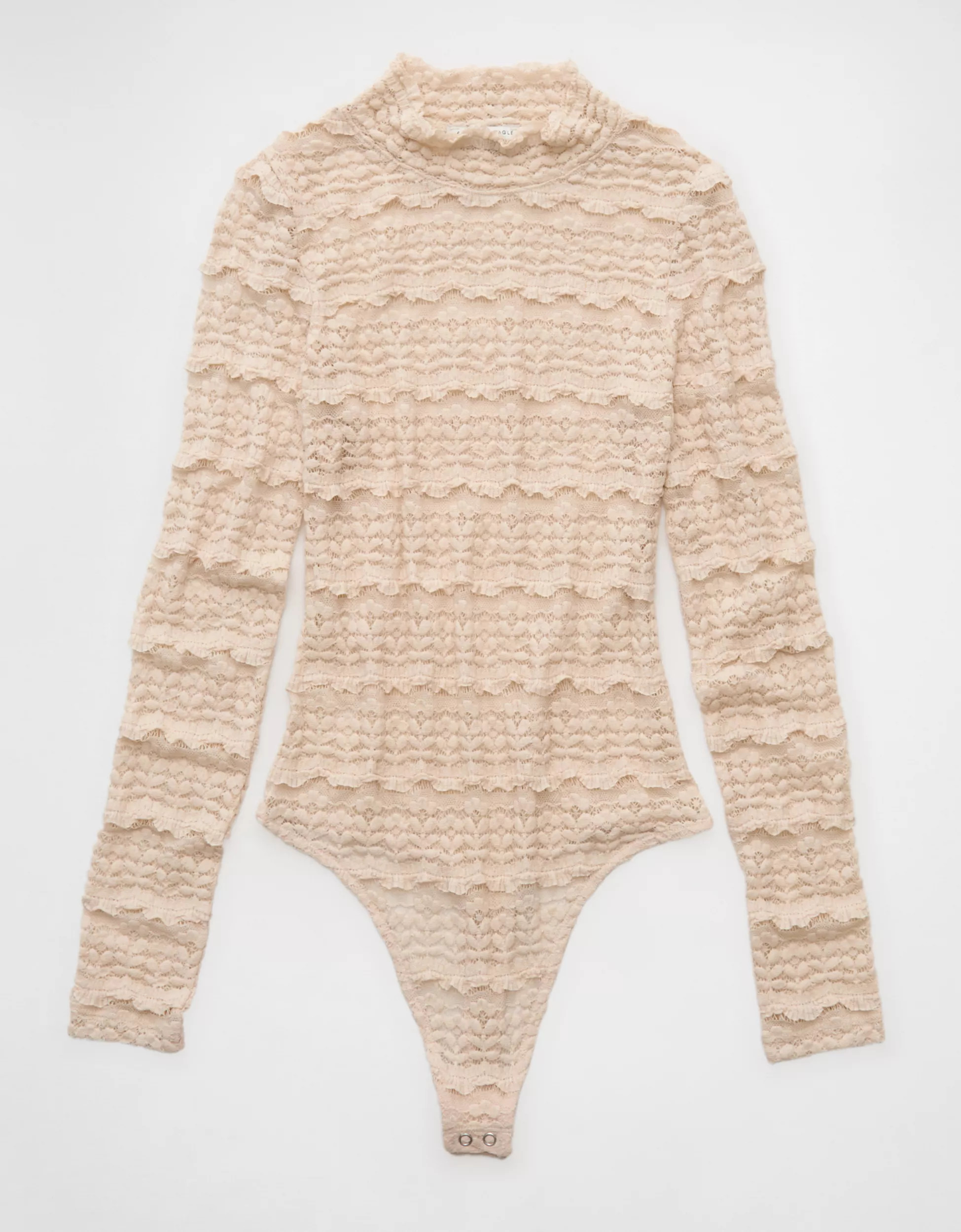 AE Long Sleeve Mock Neck Lace Bodysuit | American Eagle Outfitters (US & CA)