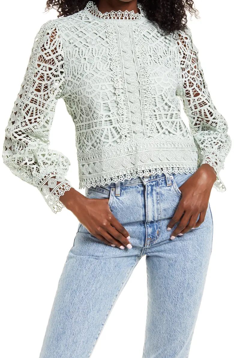 Crochet Lace Balloon Sleeve Blouse | Nordstrom