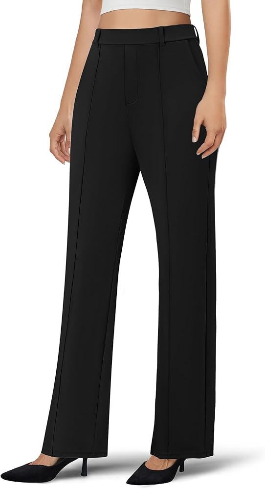 Women's Work Dress Pants Wide Leg Business Casual Slacks Stretchy Pull on High Waisted Office Tro... | Amazon (US)