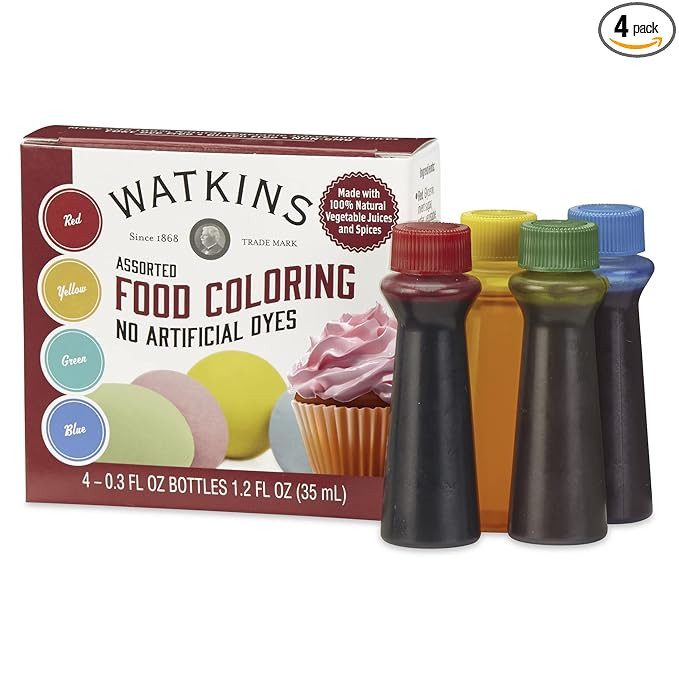 Watkins Assorted Food Coloring, 1 Each Red, Yellow, Green, Blue, Total Four .3 oz bottles | Amazon (US)