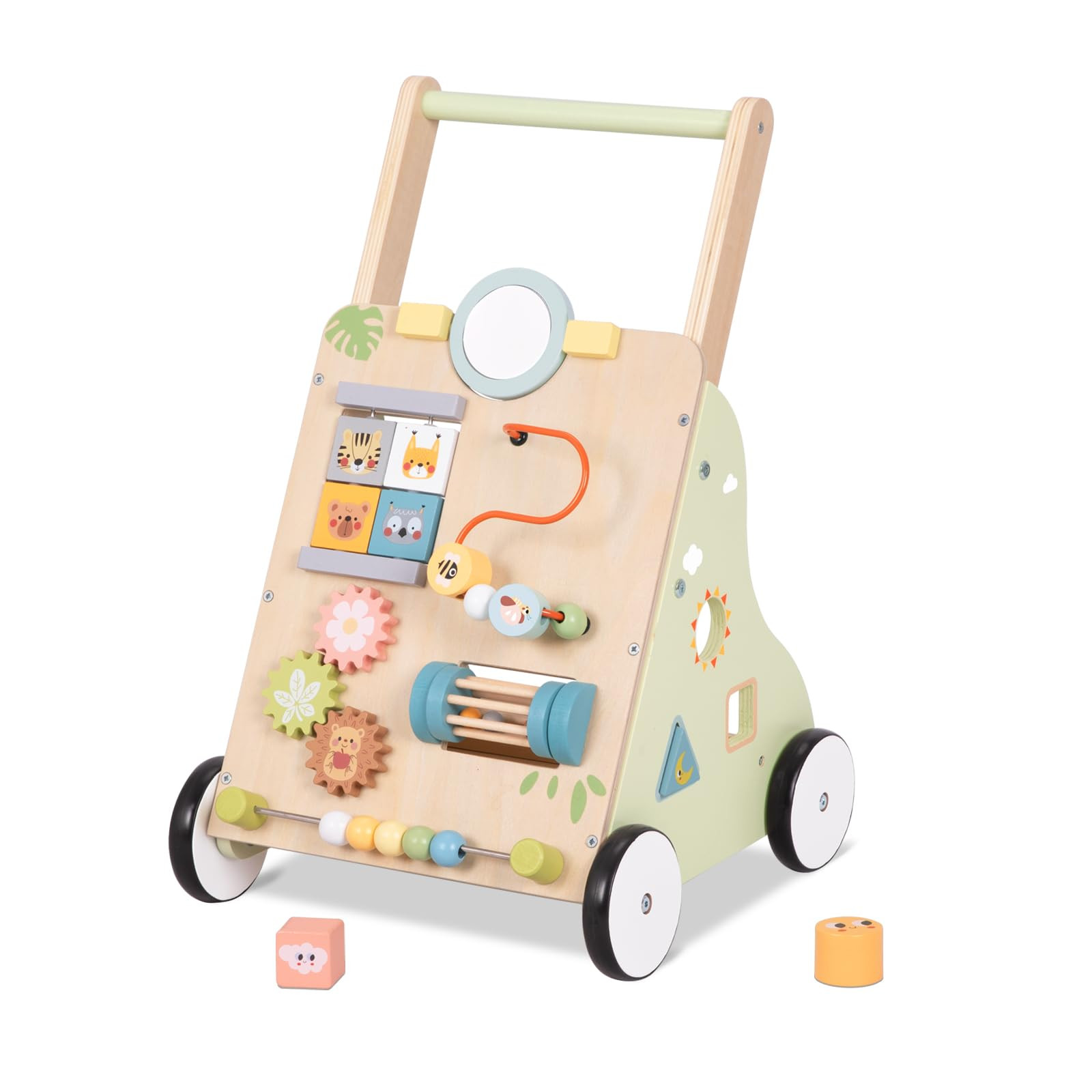 OOOK Wooden Baby Walker with Wheels, Montessori Baby Push Walker, Sit to Stand Walker for Baby Bo... | Amazon (US)