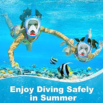 Full Face Snorkel Mask for Kids, Kids Snorkeling Set 180 Degree Panoramic View, Safe Anti-Leak An... | Amazon (US)