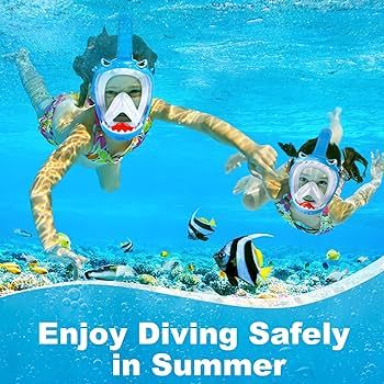 Full Face Snorkel Mask for Kids, Kids Snorkeling Set 180 Degree Panoramic View, Safe Anti-Leak An... | Amazon (US)