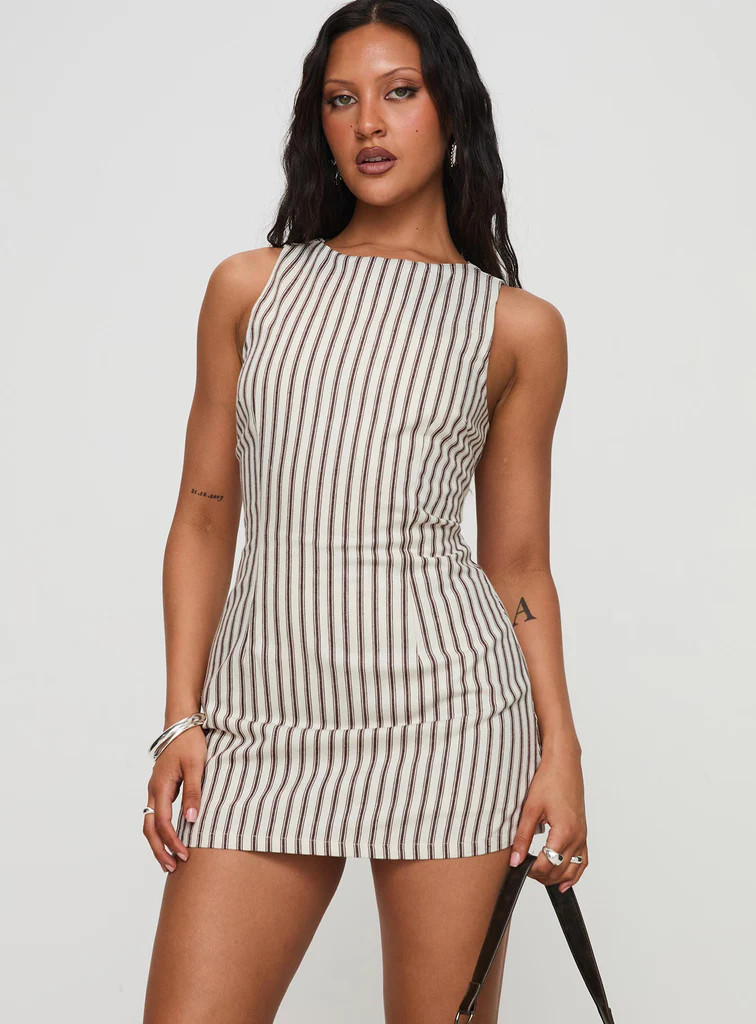 Yumiko Romper Brown Stripe | Princess Polly US
