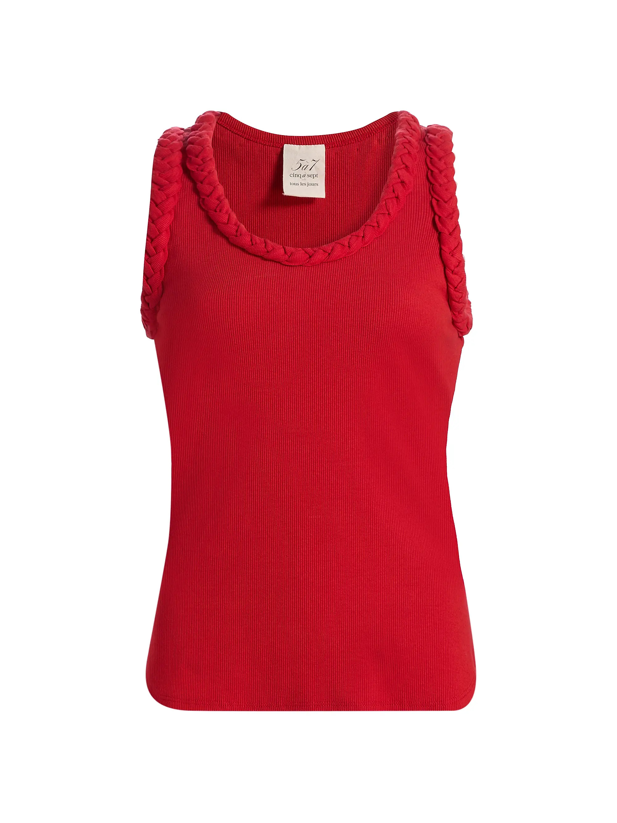Cinq à Sept Braided Stretch-Cotton Tank | Saks Fifth Avenue | Saks Fifth Avenue