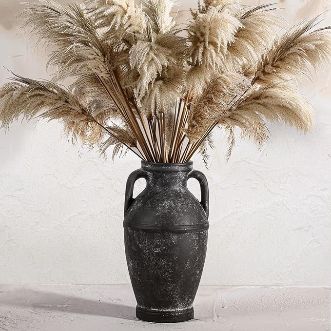Comsaf Rustic Black Vase - Farmhouse Ceramic Flower Vases, Vintage Home Decoration Vase, Clay Vas... | Amazon (US)
