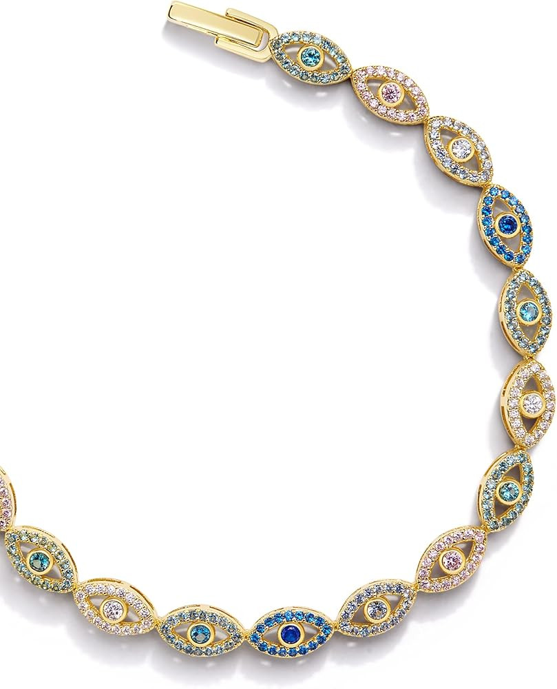 14k Gold Filled Tennis Bracelet, Cubic Zirconia Classic Tennis Bracelet, Gold Link Bracelets For ... | Amazon (US)