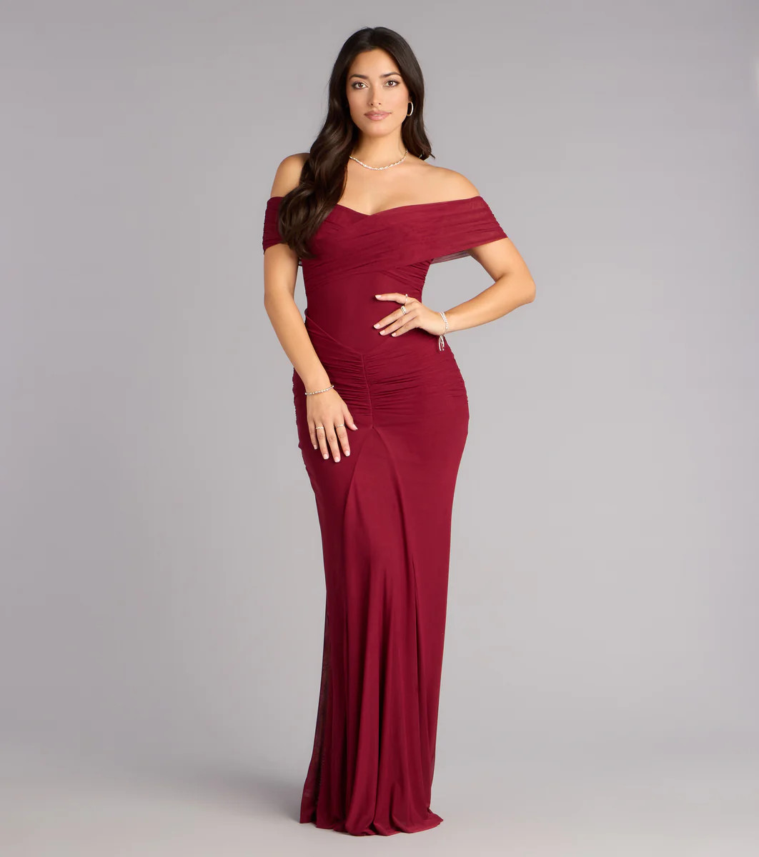 Katie Mesh Off-The-Shoulder Formal Dress | Windsor Stores
