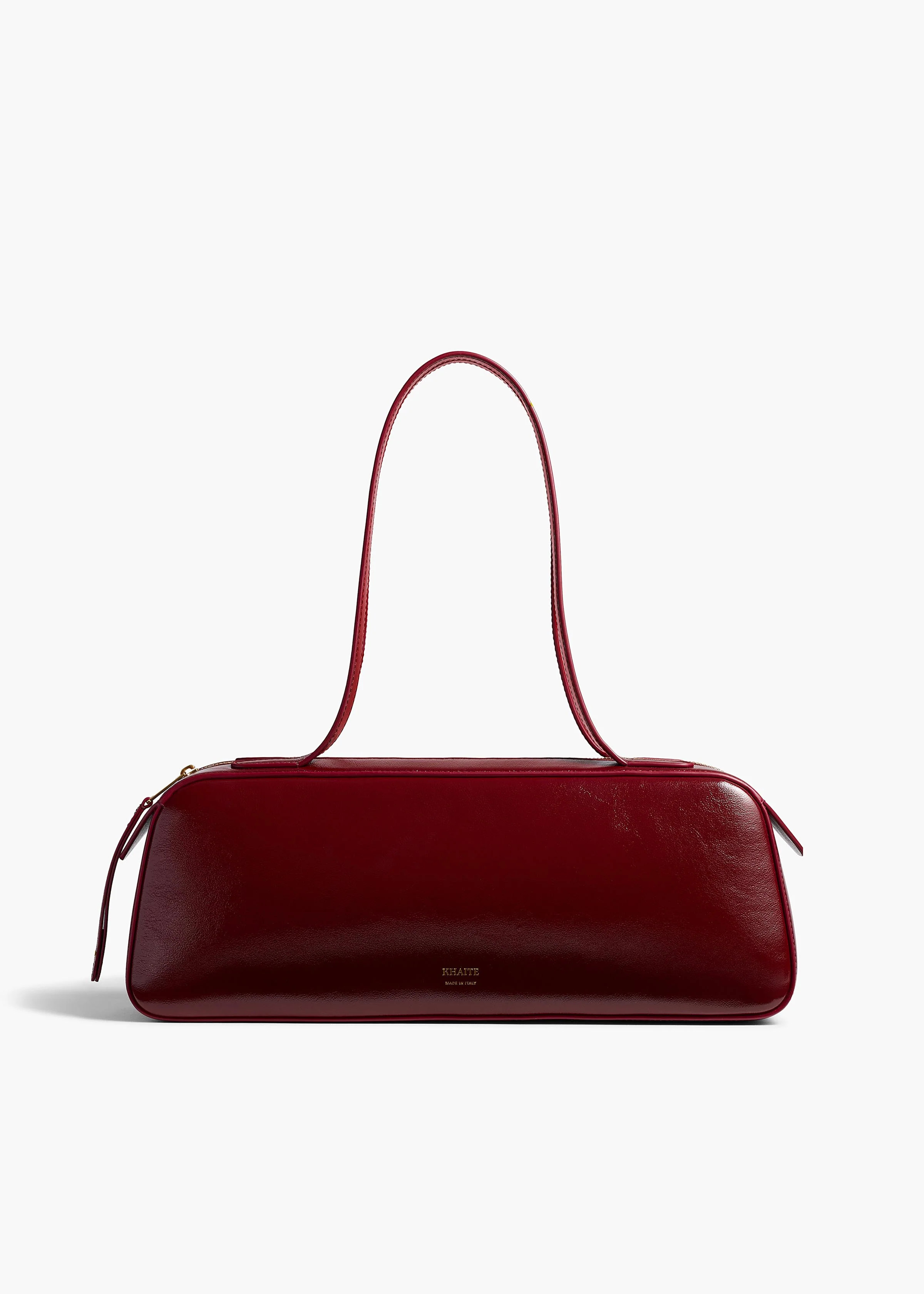 KHAITE - Simona Shoulder Bag In Oxblood Crackle Patent Leather | Khaite