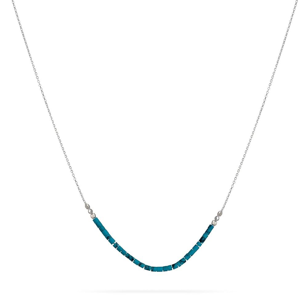 Annika Bella Handmade Turquoise Bar Necklace for Women, Length 15-17 Inches, Sterling Silver Turq... | Amazon (US)