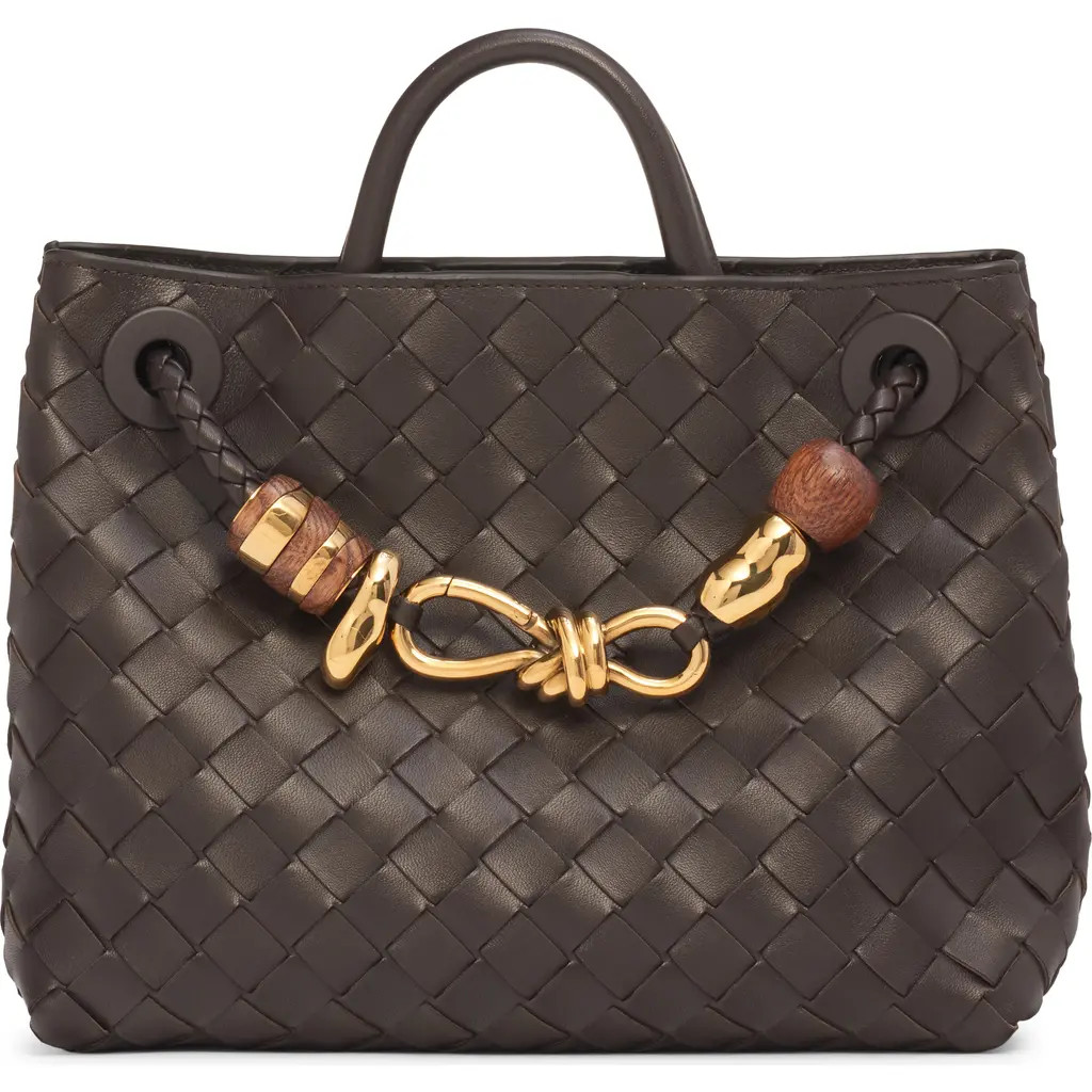 Bottega Veneta Small Andiamo Bead Intrecciato Leather Top Handle Bag in Fondant Brown/Gold at Nor... | Nordstrom