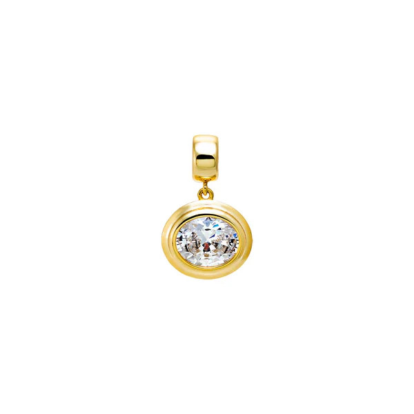 Colored CZ Oval Double Bezel Pendant | Adina Eden
