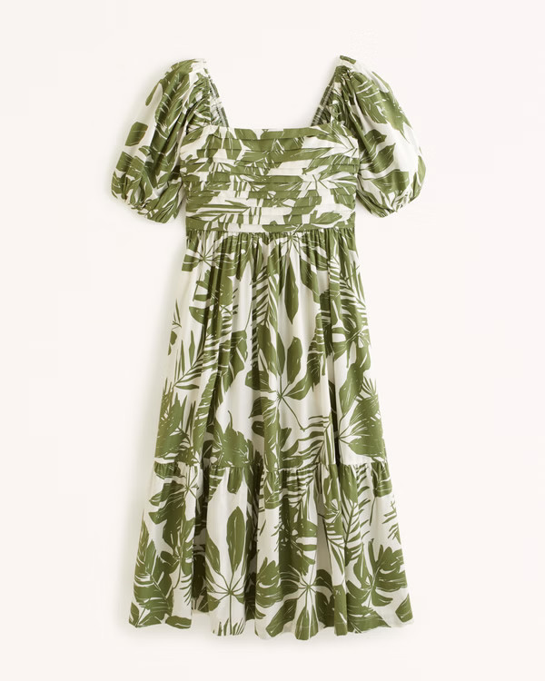 Women's Emerson Poplin Puff Sleeve Midi Dress | Women's Dresses & Jumpsuits | Abercrombie.com | Abercrombie & Fitch (UK)