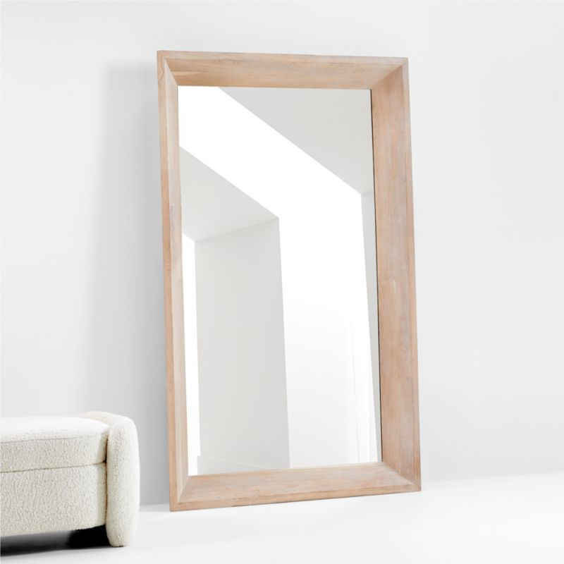 Solomon Whitewashed Wood Floor Mirror + Reviews | Crate & Barrel | Crate & Barrel