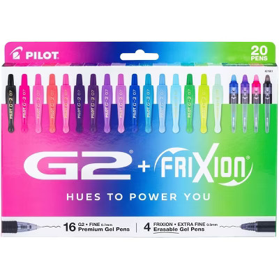 Pilot 20ct G2 Gel Pens Fine Point 0.7mm and FriXion Synergy Erasable Gel Pens Extra Fine 0.5mm Co... | Target