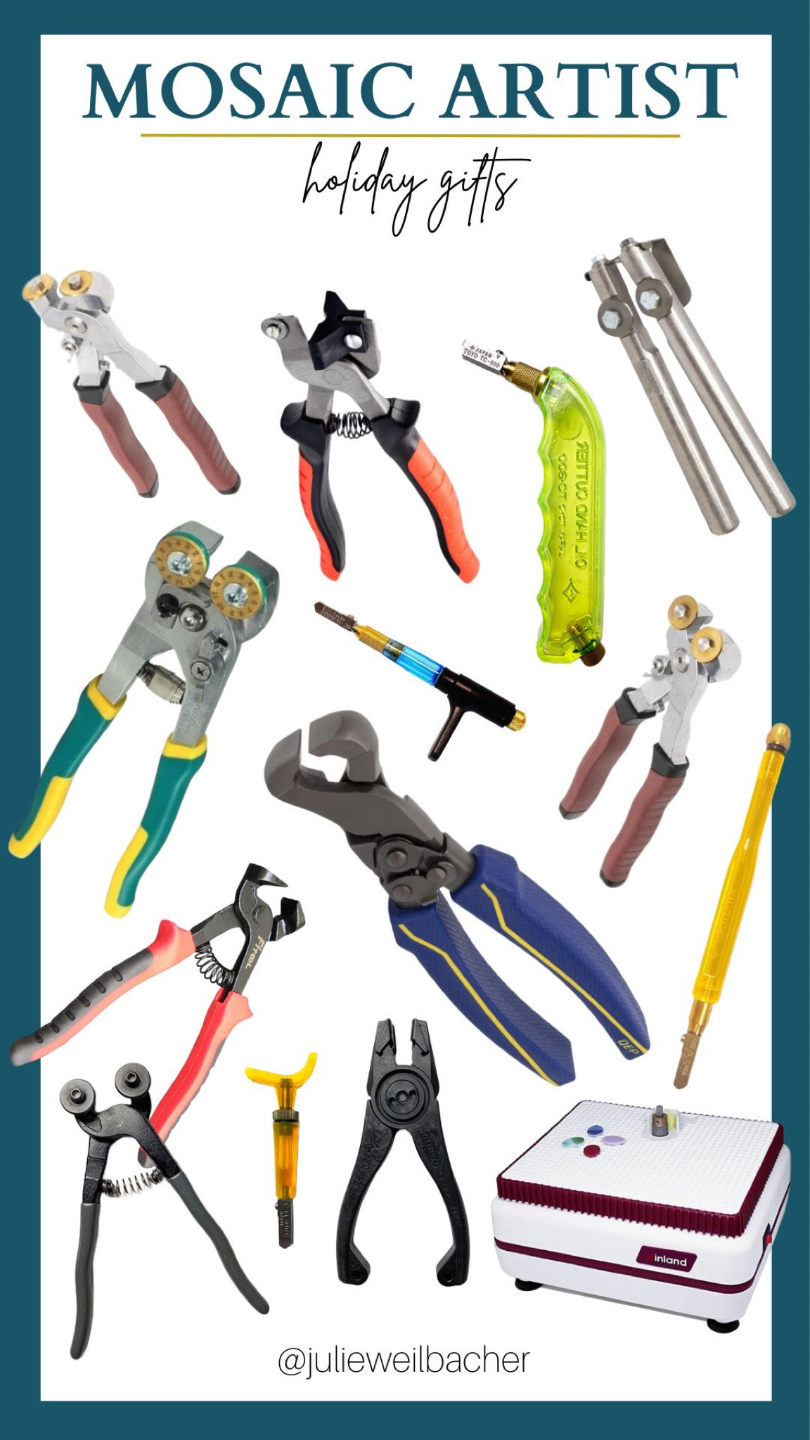 Sharing a round-up of the best hand tools for mosaic artists.✨ 

One of the most thoughtful gifts you can give a mosaic artist is a tool. It shows that you support their hobby or interest, and it’s an essential part of mosaic making.

For mosaic tips, tutorials, inspiration, and so much more please visit my YouTube channel: YouTube.com/julieweilbacher. 

Follow @julieweilbacher on Instagram for all things mosaic art. Artist tools - gifts for creatives - gifts for artists - craft night - mommies night in - beginner mosaics - mosaic art - hand tools - cut glass - mosaic decor - mosaic making

#LTKhome #LTKHoliday #LTKGiftGuide