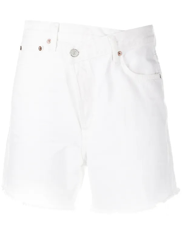 asymmetric-button denim shorts | Farfetch Global