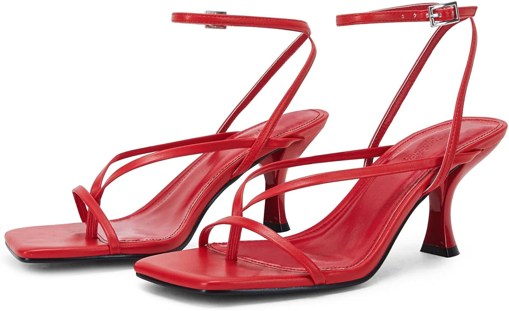 PiePieBuy Women's Lace Up Heeled Sandals Square Flip Flop High Heels Strappy Party Shoes | Amazon (US)