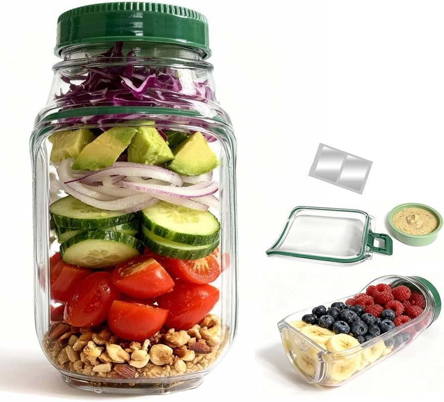 Salad Jar with Side Opening, Portable Salad Containers for Lunch Salad Pod with Salad Dressing Co... | Amazon (CA)