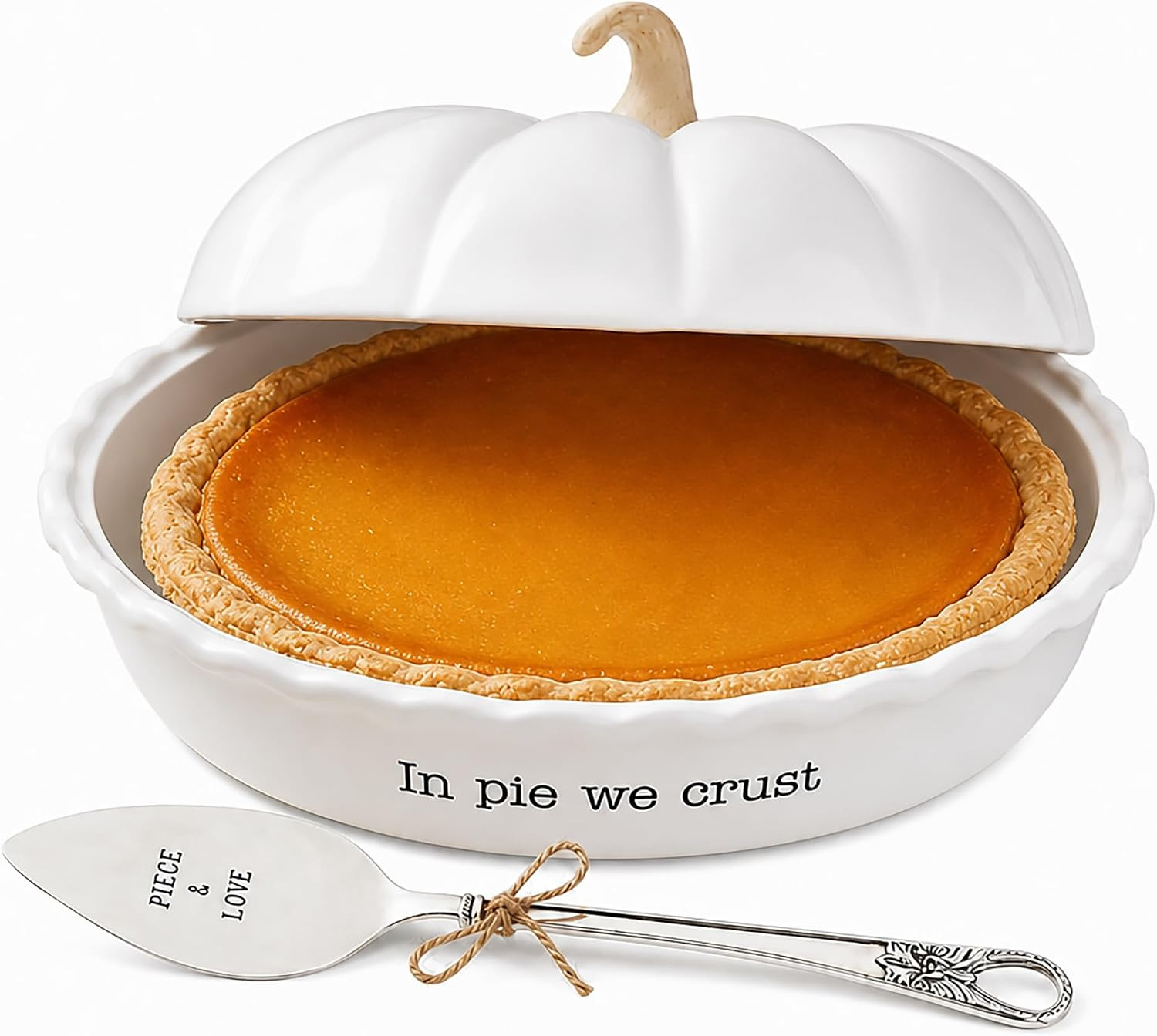 Mud Pie, White, Circa Pumpkin Pie Dish Set, 5.5" x 10.5" dia, assembled 5 1/2" x 10 1/2" server 9 | Amazon (US)