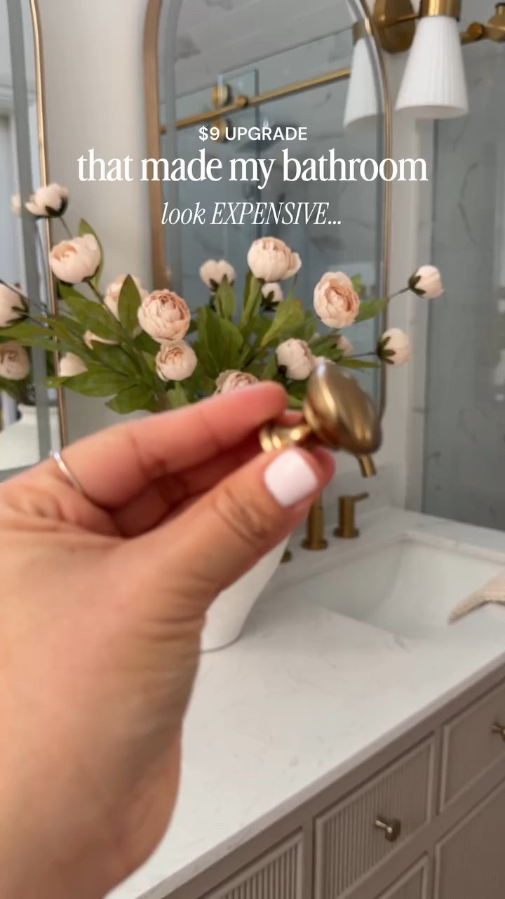 These brass knobs instantly gave our vanity that custom, elevated feel that I love and they honestly look so much more expensive than they are. ✨ 

1000/10 recommend!! 👏

#bathroominspo #neutralhome #bathroomupgrade #knobs #bathroomdesign

#LTKSaleAlert #LTKHome