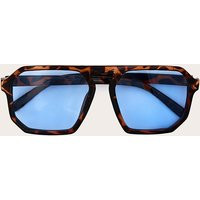 Tortoiseshell Blue Lens Aviator Sunglasses | PrettyLittleThing US