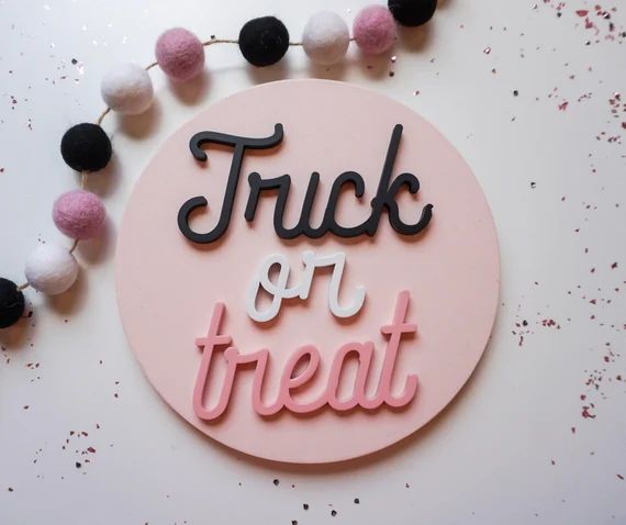 Trick or Treat Sign | Halloween Decor | Hey Boo | Pink Halloween | Halloween Bookshelf | Hallowee... | Etsy (US)