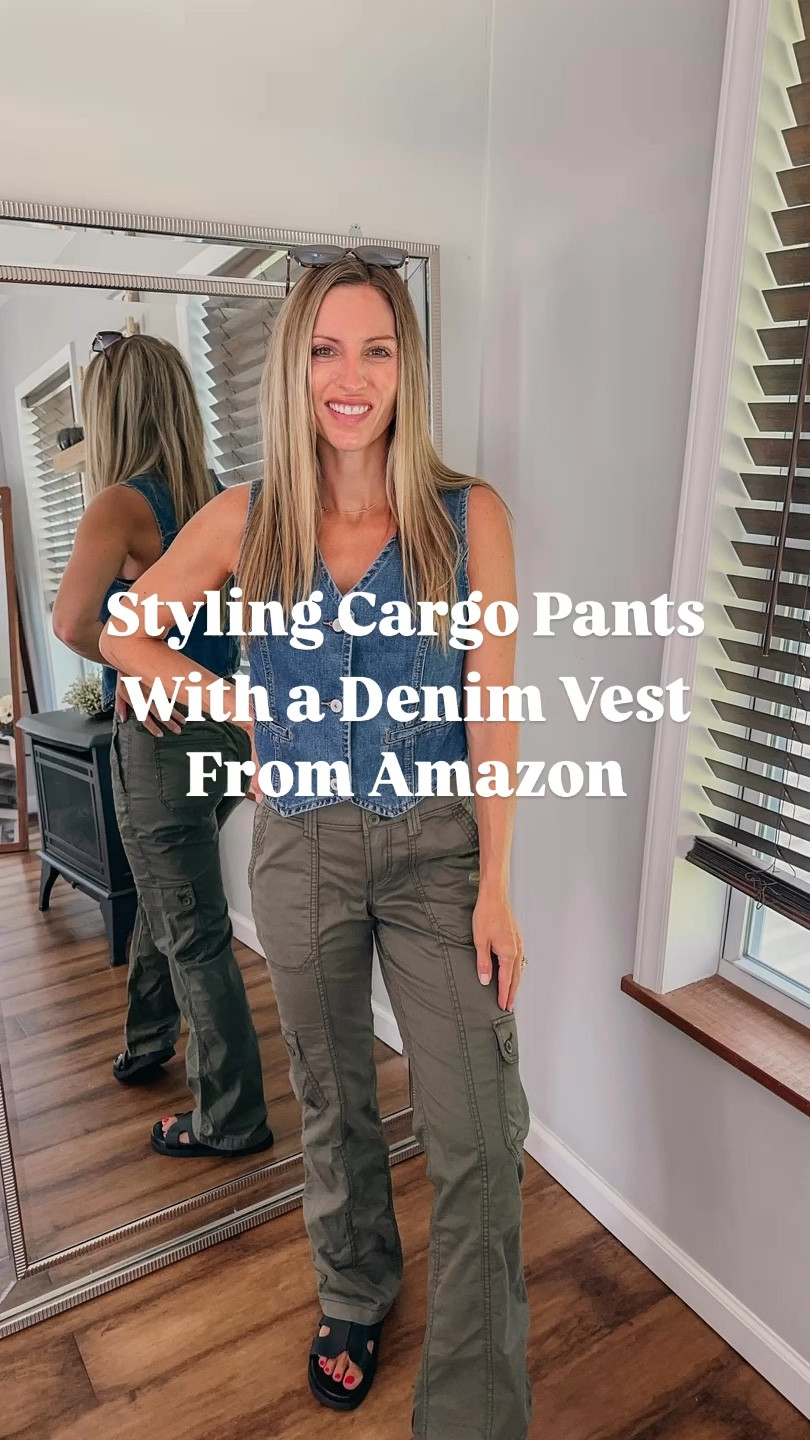 Styling cargo pants with a denim vest for fall , fall outfits , fall fashion 

#LTKFindsUnder100 #LTKFindsUnder50 #LTKSeasonal