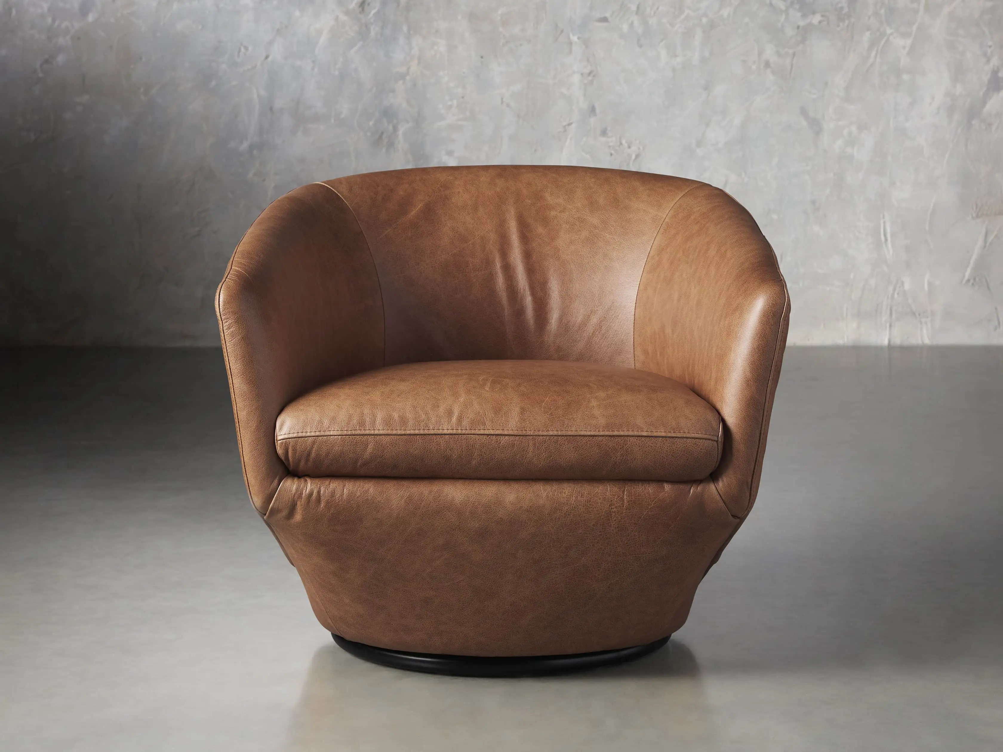 Pelton Leather Swivel Chair | Arhaus