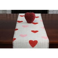 Valentine's Burlap Table Runner, Day Red & Pink Heart Decor, Party | Etsy (US)