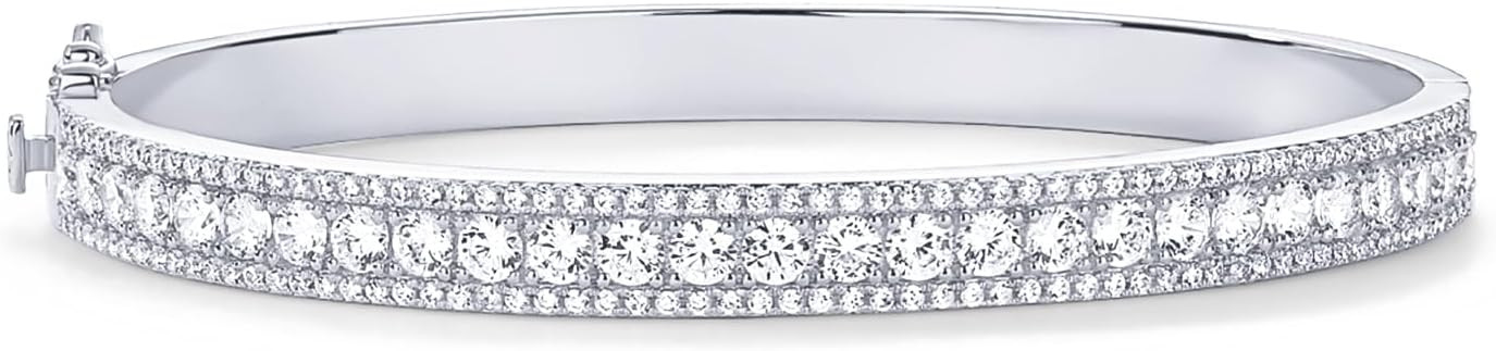 PAVOI 14K Gold Plated Cubic Zirconia Bangle Tennis Bracelets for Women | Classic Love Cuff Bangle... | Amazon (US)
